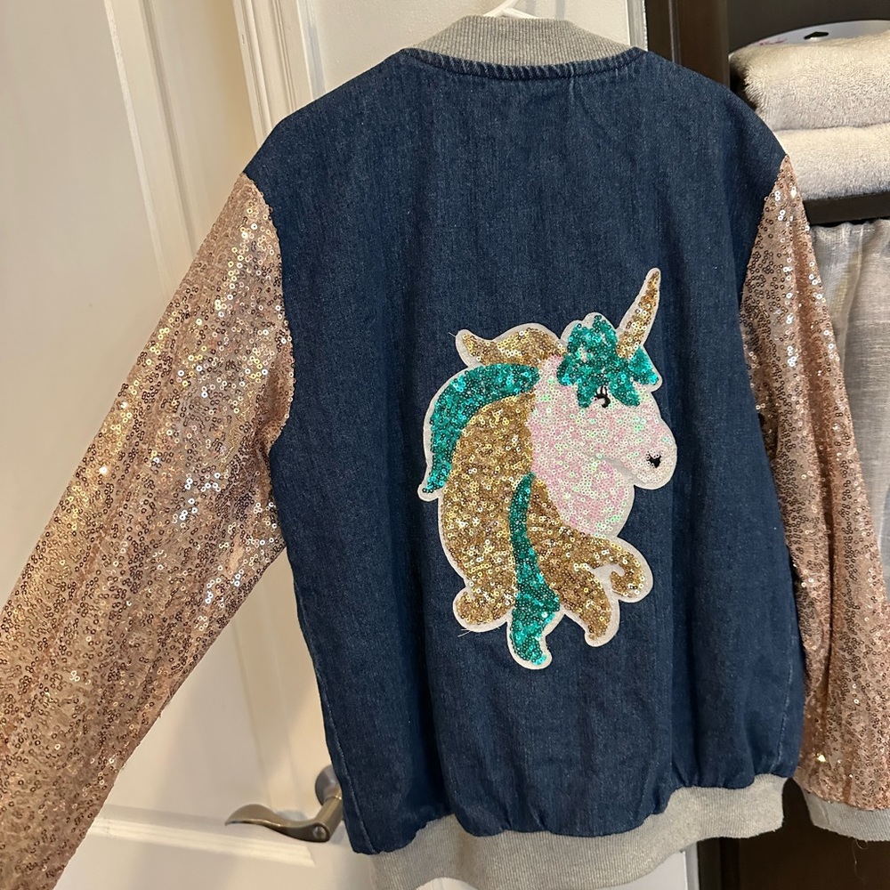 Girls’ glitter unicorn jacket